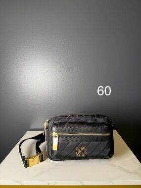 Off-White Black Quilted Belt Bag with Gold Hardware